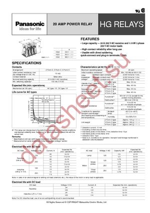 HG2-DC12V-F datasheet  